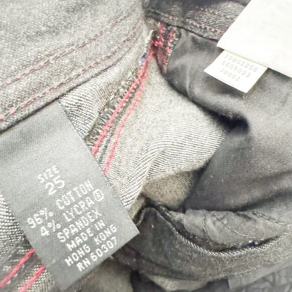 Sergio Valente Black Wide Leg Denim jeans Red Contrast Stitching Size 25 - Picture 6 of 7